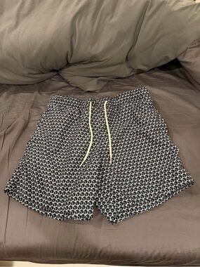 H&M Black and White Geometric Swim Shorts
